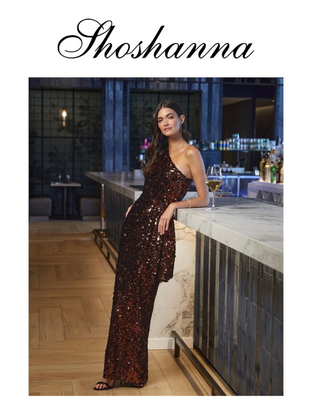 SHOSHANNA Tiana One-Shoulder Sequined Maxi Dress